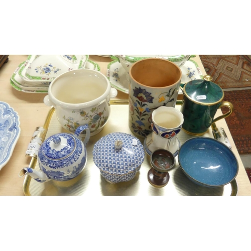 1424 - Tray Lot - Assorted Pottery Vases, Spode Tea Pot etc.