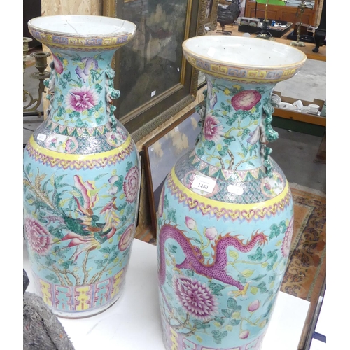 1440 - Large Pair of Oriental (Chinese / Korean) Dragon Vases, approx 60cm tall.