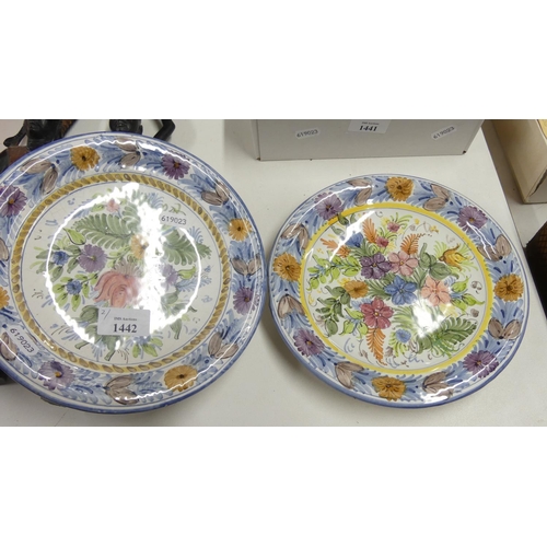 1442 - Pair of Spanish Floral Pottery Plates.