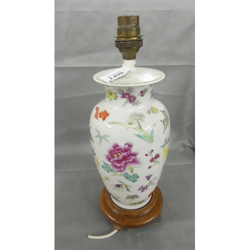 1490 - Chinese Painted Porcelain Vase Table Lamp.