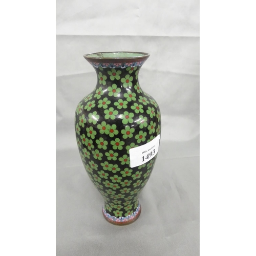 1493 - Single Chinese Cloisonne Vase, approx 19cm tall.