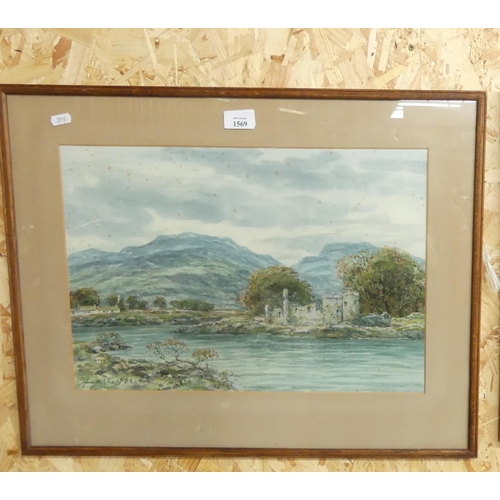 1569 - Framed Watercolour - Highland Loch Scene by Hamilton Glass RSA, approx 37 x 32cm.