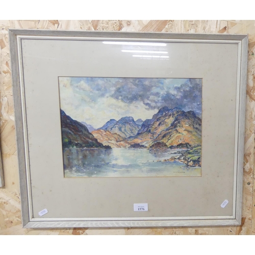 1576 - Framed Watercolour - Highland Loch Scene by W. A.  Paterson, approx 36 x 26cm.