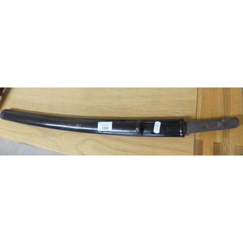 1589 - Japanese Wakizashi Sword, Blade approx 53cm long, missing Hand Cover & Tsuba, Sword Handle is not Si... 