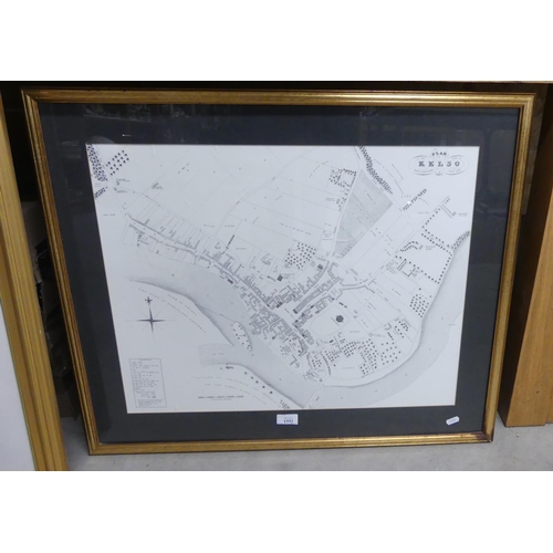 1592 - Framed Plan of Kelso 1825 (modern reproduction), 61 x 49cm.