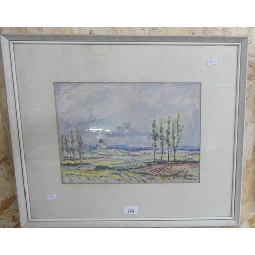 1595 - Framed Watercolour - Landscape Signed W. A. Paterson, approx 36 x 26cm.