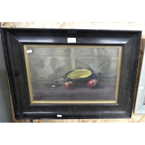 1596 - Framed Oil Painting - Still Life, Unsigned, approx 44 x 28cm.