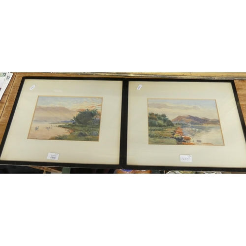 1635 - Pair of Framed Watercolours - Highland Landscapes, Signed W.J. McAllien, approx 26 x 17cm.