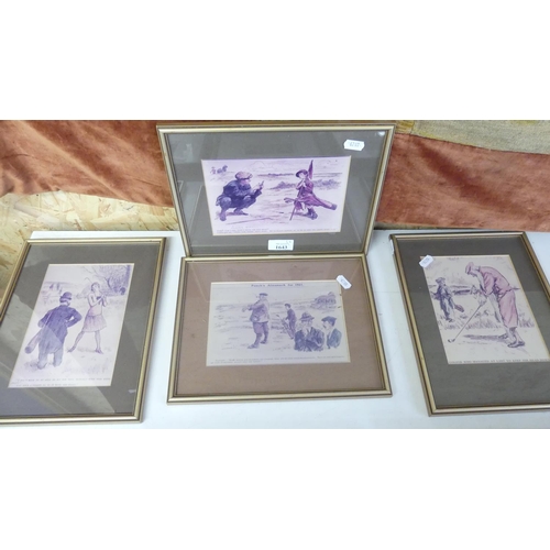 1643 - Four Framed Golfing Prints.