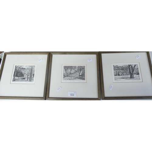 1644 - Three Ltd Edition Engravings by Cathy Outram, approx 12 x 8cm.