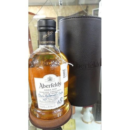 2002 - Bottle of Aberfeldy 18 Year Old Single Cask Highland Scotch Whisky, Chris Andersons Cask No 57 of on... 