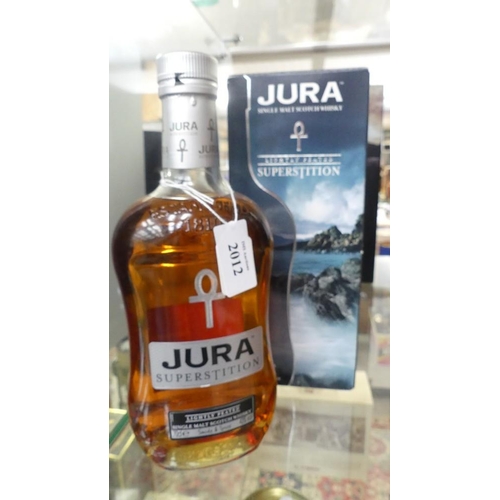 2012 - Bottle of Jura Superstition Single Malt Scotch Whisky.