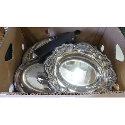 2068 - Lot of Silver Plated Entree Dishes and a Fruit Basket