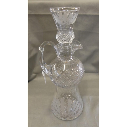 2072 - Edinburgh Crystal Thistle Shaped & Engraved Decanter & Stopper.