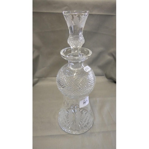 2073 - Edinburgh Crystal Thistle Shaped & Engraved Decanter.