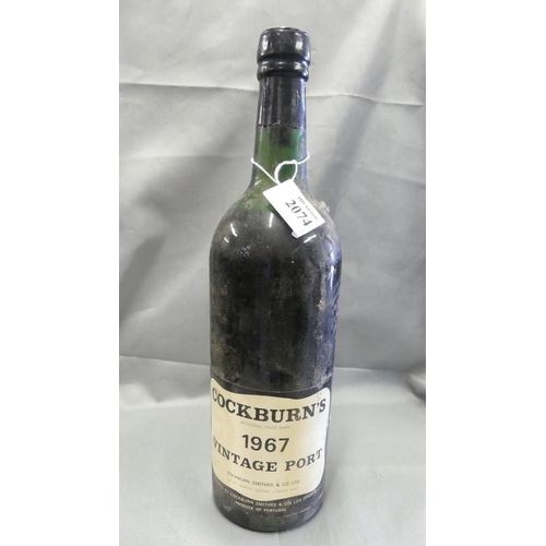 2074 - Bottle of Cockburns 1967 Vintage Port.