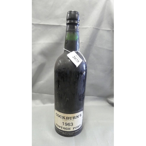 2075 - Bottle of Cockburns 1963 Vintage Port.