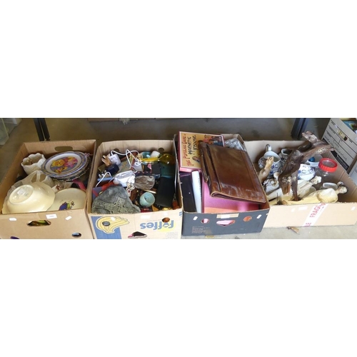 2080 - Four Boxes - Kitchenware, Ornaments, Leather Briefcase etc.