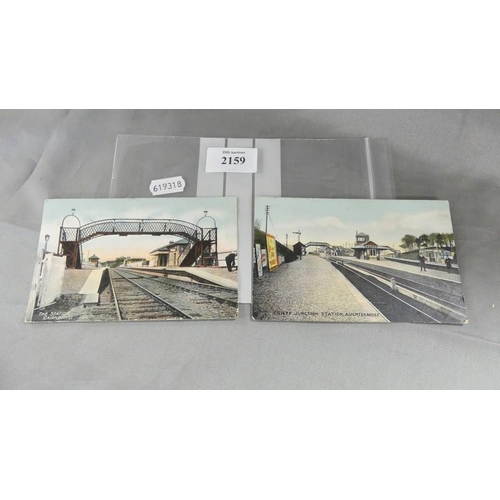 2159 - Two Printed Edwardian Railway Station Postcards - Crieff Junction Station Auchterarder & The Station... 