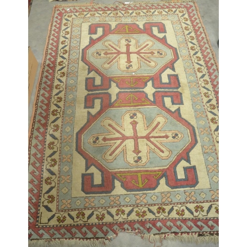 2572 - Eastern Fringed & Bordered Wool Rug - 130 x 184cm.