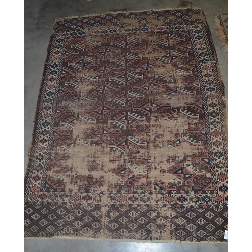 2576 - Well Worn Eastern Wool Rug 102 x 142cm.