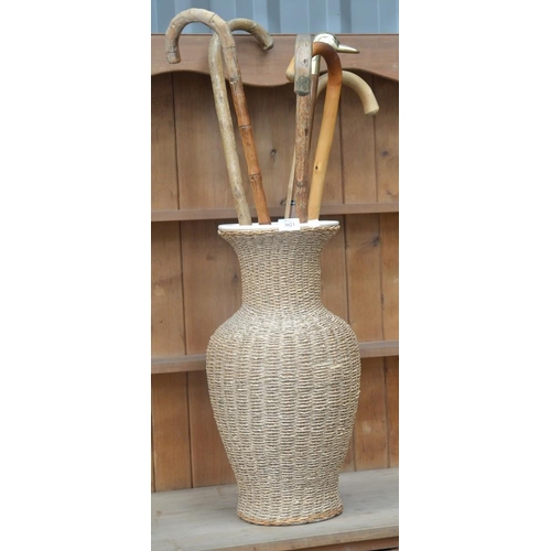 3023 - Seagrass Vase & Assorted Walking Sticks