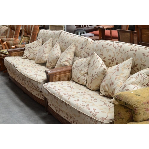 3039 - Ercol 3 Seat & 2 Seat Sofas With Bergere Sides, Cream & Floral Upholtery