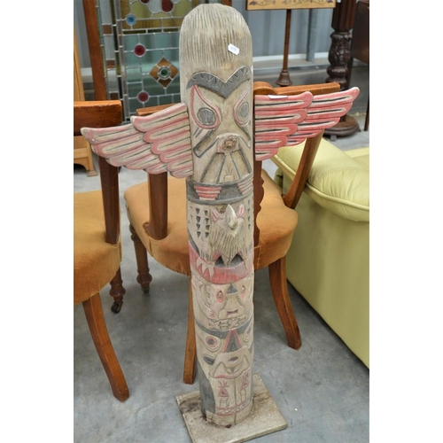 3045 - Carved Pine Totem Pole