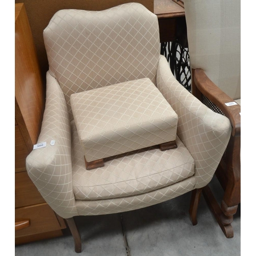 3060 - Fabric Upholstered Armchair & Stool