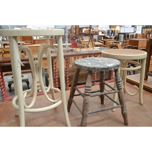 3086 - Painted Stool & 2 Berger Stools