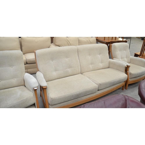 3424 - Ercol 3 Piece Suite with Oatmeal Upholstery