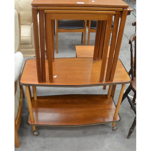 3425 - Teak Nest of 3 Tables, Trolley & Telephone Table