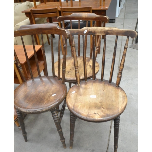 3426 - 3 Vintage Spar Back Dining Chairs