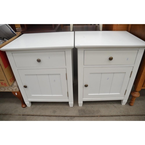 3435 - Pair of White Bedside Cabinets