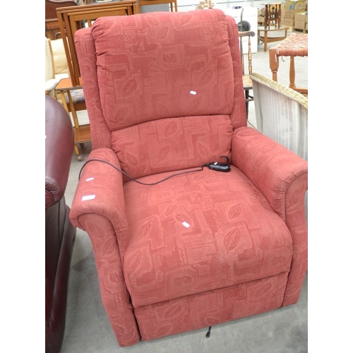 3439 - Red Fabric Upholstered Riser Recliner