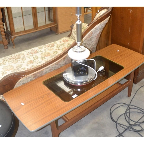 3448 - Teak Glass Topped Coffee Table & Standard Lamp