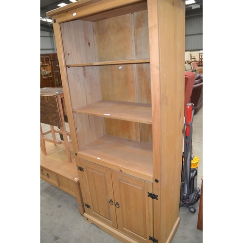 3467 - Mexican Pine Bookcase with Cupboard Base