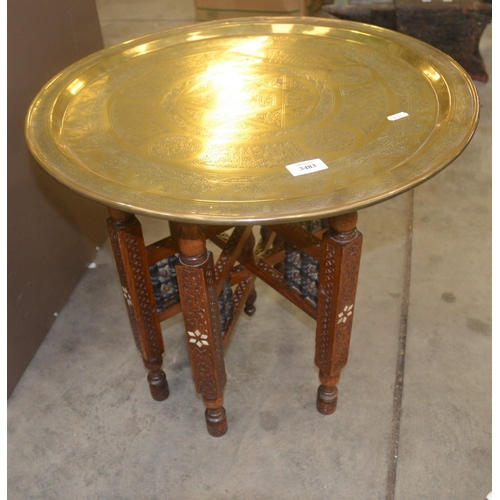 3483 - Anglo Indian Folding Brass Top Table