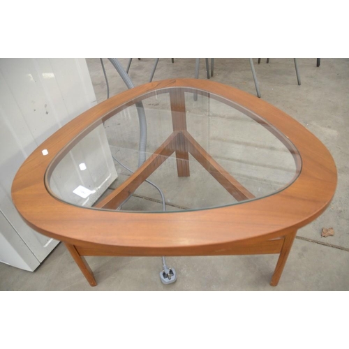 3484 - Teak Glass Top Coffee Table