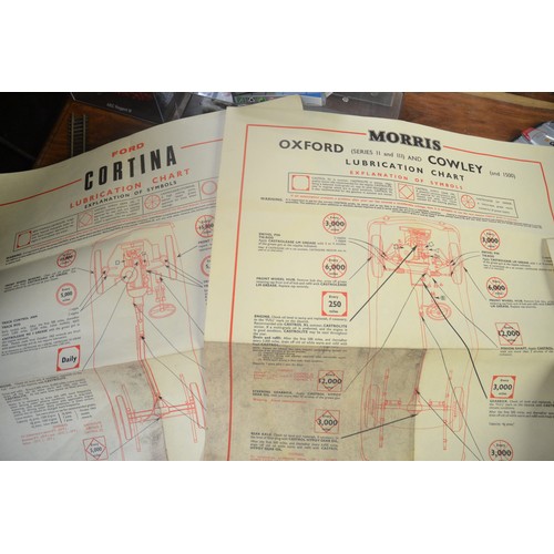 654 - Set Of Vintage Car Maintenance Charts