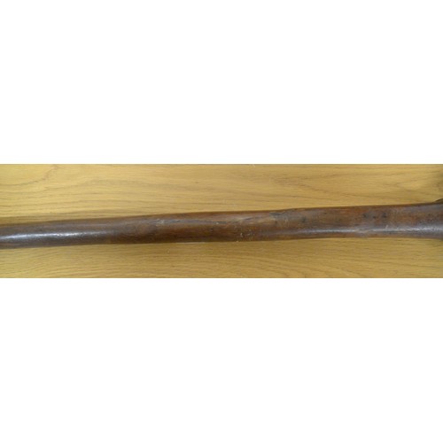 1588 - Heavy Antique Polynesian Ironwood War Club, The Club End with Star Shaped Bone Decoration, Geometric... 