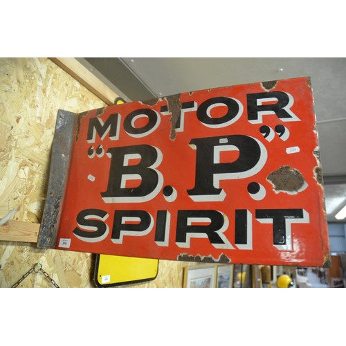 596 - Double Sided Enamel Sign - Motor B.P Spirit