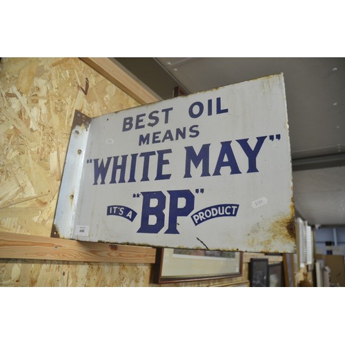 600 - Double Sided Enamel Sign - 'White May It's a B.P Product'