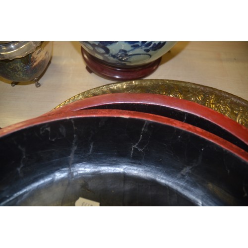 1395 - Very Large Chinese Cinnabar Circular Work Box, approx 37cm in diameter.