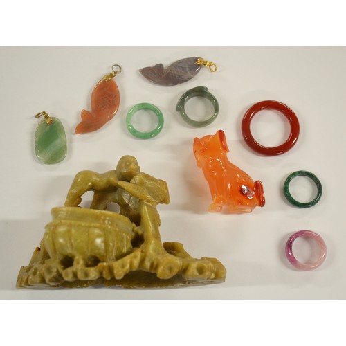 2518 - Tray Lot - Assorted Costume Jewellery & Soapstone Figure.