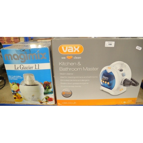 188 - Vax Steam Cleaner & Magimix Ice Cream Maker