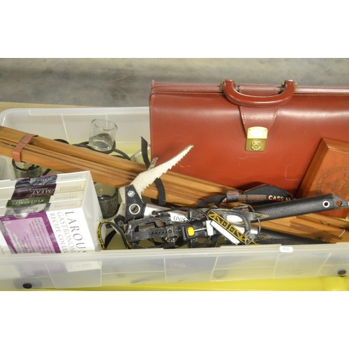 194 - Box - Artist Easel, Leather Satchel, Ice Axe, etc