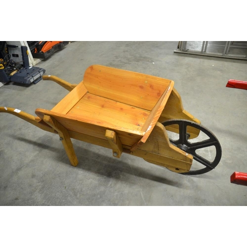 40 - Wooden Garden Wheel Barrow With Metal Wheel