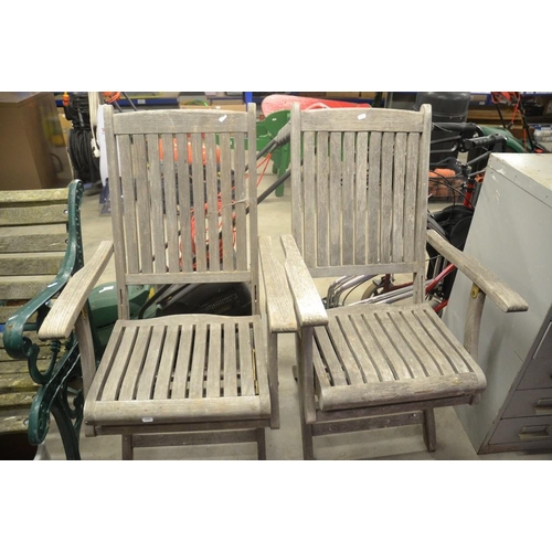 47 - Pair Of Hardwood Folding Garden Chairs