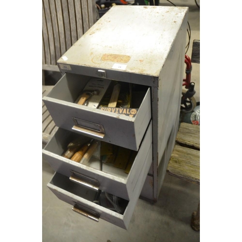 48 - 6 Drawer Metal Filing Cabinet With Contents